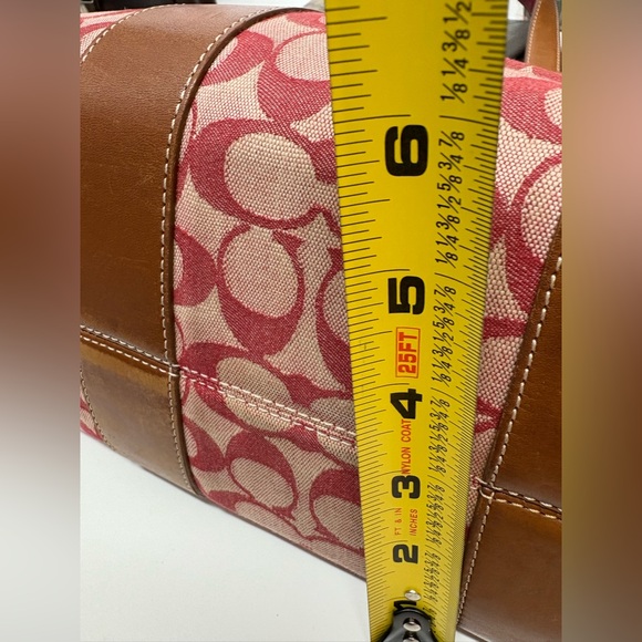 COACH Signature Logo Red and Brown Tote - Picture 14 of 16
